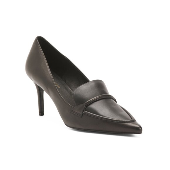 KOKO + PALENKI Black Leather Fina Loafer Pumps